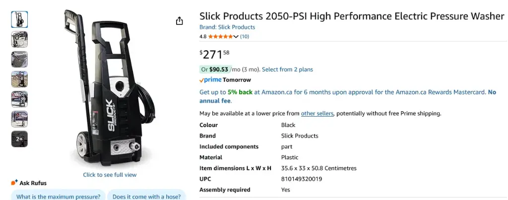 Screenshot 2025-08-16 at 21-48-51 Slick Products 2050-PSI High Performance Electric Pressure Washer Sandboxes - Amazon Canada.webp