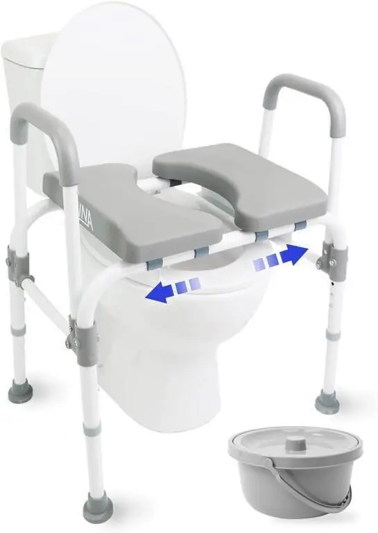 TOILET SEAT, HANDLES, 400 LB, WHITE