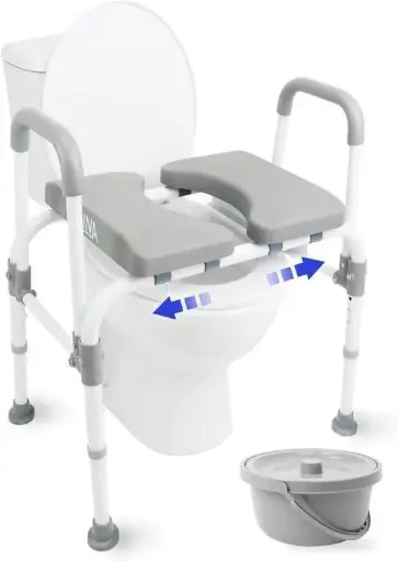 TOILET SEAT, HANDLES, 400 LB, WHITE